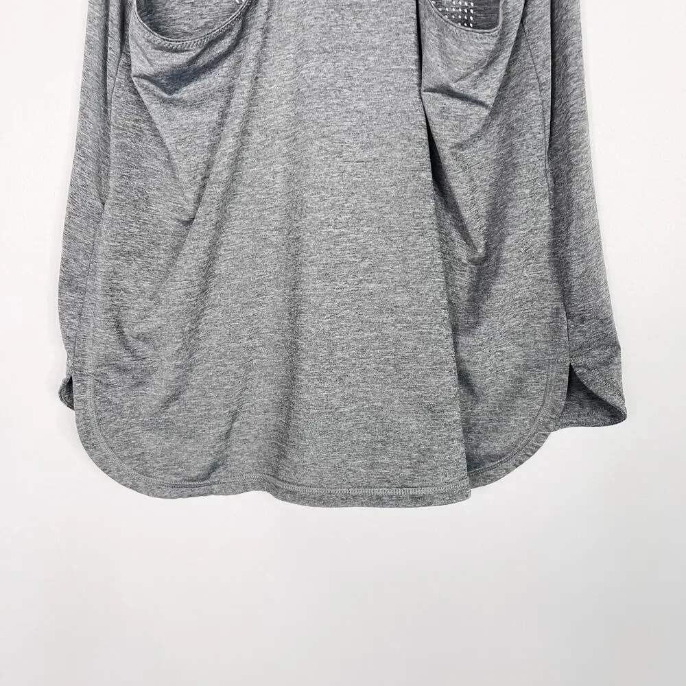 Ivy Park Laser Cut Logo Racerback Tank Top Heather Gray Womens Medium M Workout